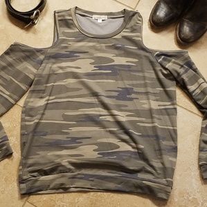 Nine Britton Cold Shoulder Camo Knit